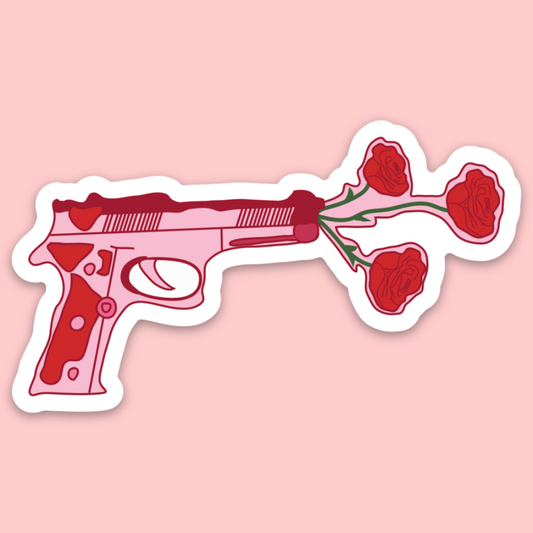 Rose Gun Sticker