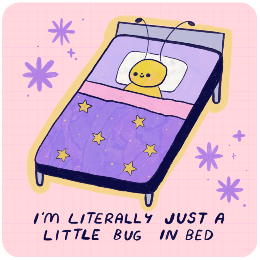 Little Bug In Bed Sticker