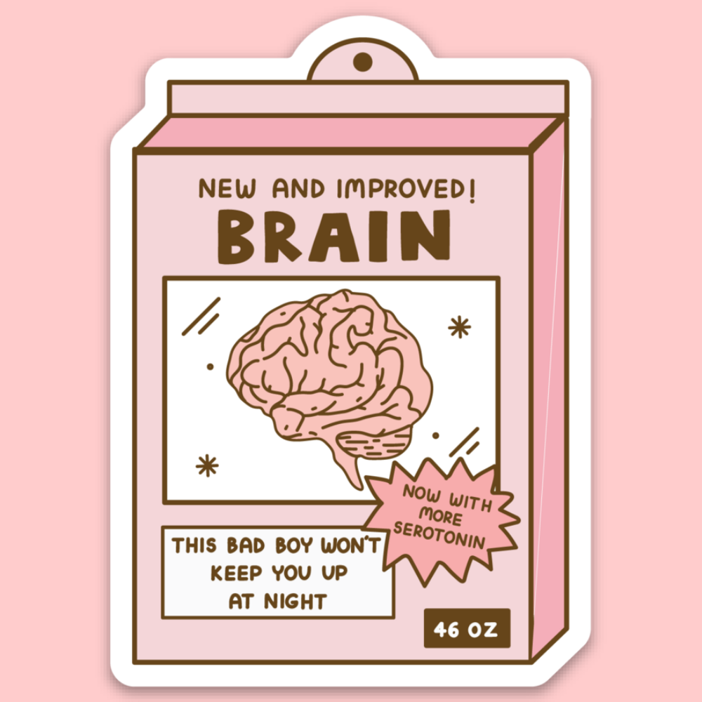 New And Improved Brain Sticker