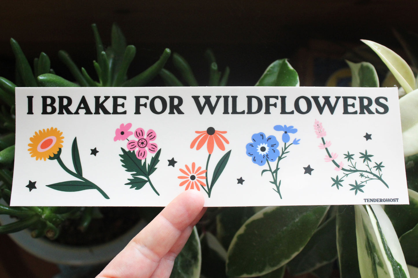 I Brake For Wildflowers Bumper Sticker